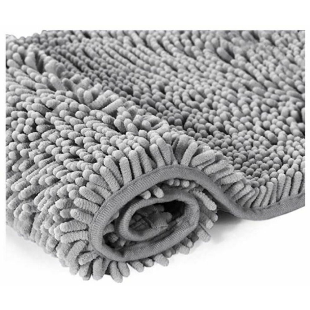 Microfiber 20x32 Bath Rug Mat, Non Slip Soft and Absorbent, Machine Wash GREY